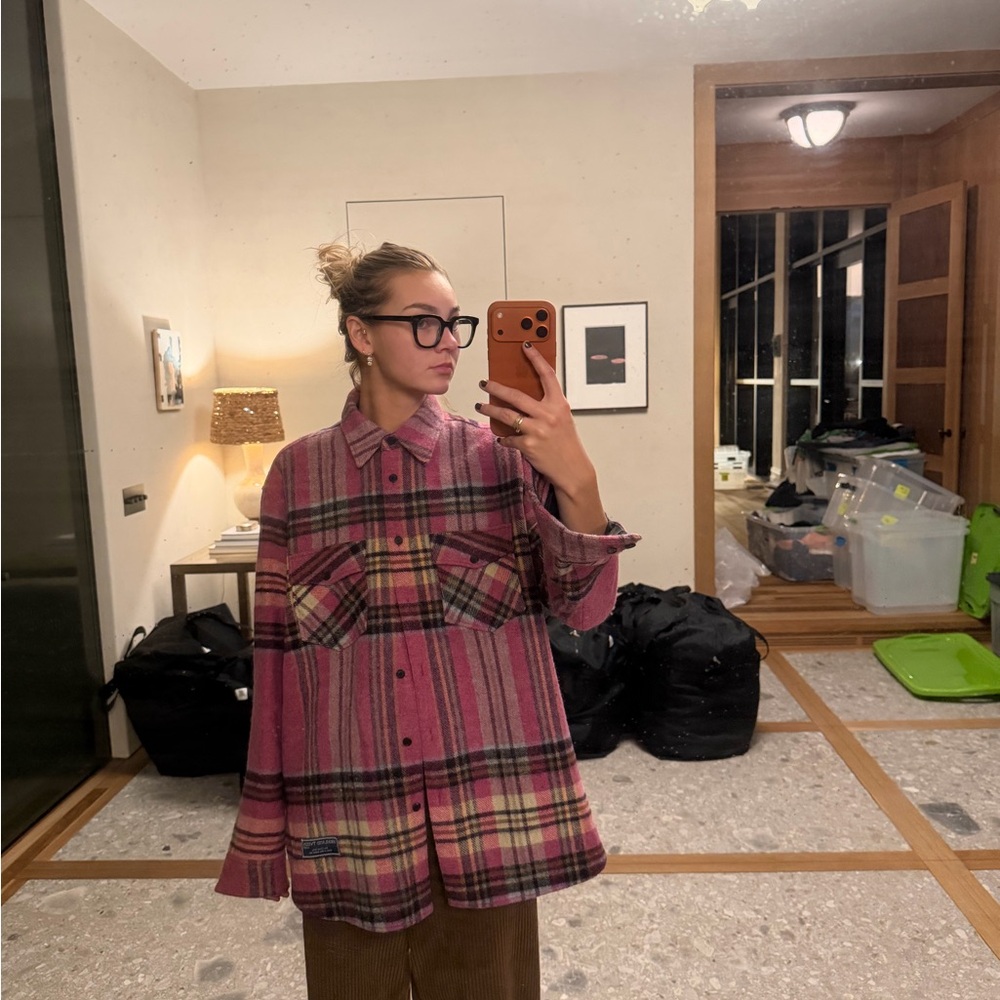 Stylish Pink Plaid Women's Utility Jacket